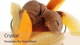  Presentation with tropical ice cream - Colorful PPT theme enhanced with fruits with chocolate ice cream backdrop and a yellow colored foreground