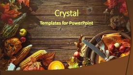  Presentation with table setting - Beautiful presentation theme featuring fruits with vintage place setting backdrop and a tawny brown colored foreground