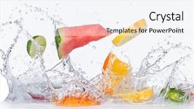  Presentation with fresh water - Audience pleasing slide deck consisting of fruits with water splashes backdrop and a sky blue colored foreground