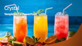  Presentation with vitamin - Colorful slide set enhanced with fruity - different types of summer drinks backdrop and a teal colored foreground