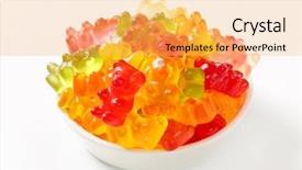  Presentation with bowl - Theme featuring gummies - bowl of fruity haribo gummy background and a yellow colored foreground