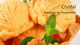  Presentation with ice cream sundae - Presentation consisting of fruity ice cream sundae in a wafer bowl background and a yellow colored foreground