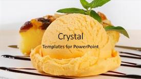  Presentation with ice cream cake - Colorful PPT theme enhanced with fruity ice cream with piece backdrop and a yellow colored foreground
