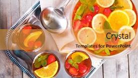  Presentation with glassware - Presentation theme featuring fruity punch in glassware background and a yellow colored foreground
