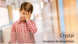  Presentation with eyes - Presentation featuring frustrated at school corridor background and a coral colored foreground