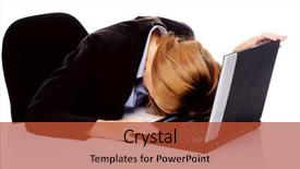  Presentation with headache - Audience pleasing PPT theme consisting of frustrated business woman with stress backdrop and a red colored foreground