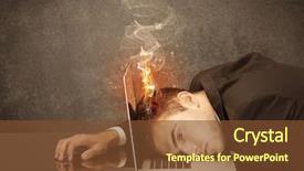  Presentation with hunger games catching fire - Colorful slide deck enhanced with frustrated businessman resting his head backdrop and a  colored foreground