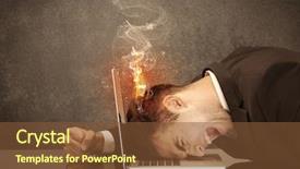  Presentation with hunger games catching fire - Amazing PPT theme having frustrated businessman resting his head backdrop and a tawny brown colored foreground