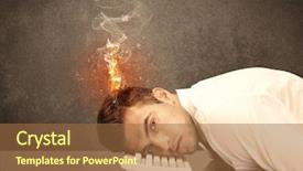  Presentation with keyboard - Cool new slide set with frustrated businessman resting his head backdrop and a  colored foreground