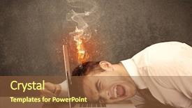  Presentation with keyboard - PPT layouts having frustrated businessman resting his head background and a  colored foreground