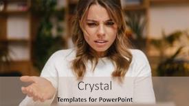  Presentation with woman office desk - Slide deck consisting of frustrated-confused-young-woman-manager background and a coral colored foreground