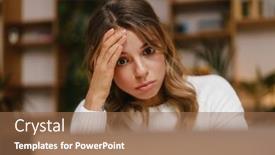  Presentation with woman office desk - Beautiful theme featuring frustrated-confused-young-woman-manager backdrop and a coral colored foreground