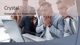  Presentation with managers - Theme with frustrated females and males sales background and a mint green colored foreground