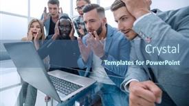  Presentation with managers - Colorful slide set enhanced with frustrated-females-and-males-sales backdrop and a ocean colored foreground