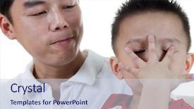  Presentation with father teaching children - Presentation theme having frustrated kids - children expressions portrait asian father background and a  colored foreground