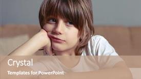  Presentation with sit stand desk - Presentation enhanced with frustrated kids - very unhappy boy sits background and a coral colored foreground