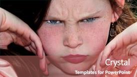  Presentation with challenges faced by early strat ups - Amazing presentation theme having frustrated kids - young freckle faced girl looking backdrop and a  colored foreground