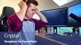  Presentation with gaming - PPT theme enhanced with frustrated-man-gaming-at-home background and a ocean colored foreground