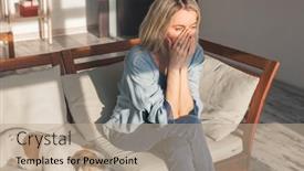  Presentation with woman sad - Presentation theme having frustrated-nervous-sad-middle-aged background and a  colored foreground