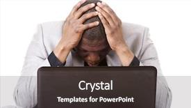  Presentation with stressed - Cool new slides with businesspeople unhappy - stressed businessman working on laptop backdrop and a dark gray colored foreground