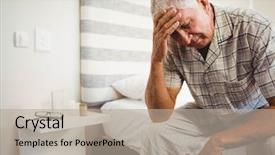  Presentation with bed - Beautiful theme featuring frustrated senior man sitting backdrop and a mint green colored foreground