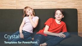  Presentation with stuck - Slide deck enhanced with frustrated-siblings-sittng-on-sofa background and a ocean colored foreground