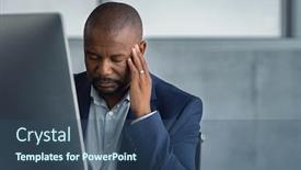  Presentation with stressed - Colorful slide deck enhanced with frustrated-stressed-business-man-sitting backdrop and a ocean colored foreground