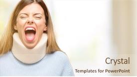  Presentation with panic - Cool new slides with frustrated unpleasant gesture annoying work backdrop and a  colored foreground