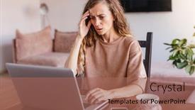  Presentation with bad news - Theme with frustrated-upset-woman-freelancer background and a coral colored foreground