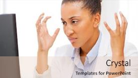  Presentation with meditation children education school - Slide deck having frustrated woman - business office school and education background and a lemonade colored foreground