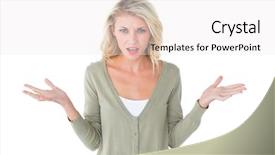  Presentation with looking for their - Cool new PPT theme with frustrated woman - pretty young blonde looking confused backdrop and a white colored foreground