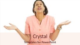  Presentation with god - Colorful slides enhanced with frustrated woman looking up backdrop and a coral colored foreground