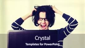  Presentation with woman and drugs - Audience pleasing slides consisting of frustrated woman working on laptop backdrop and a navy blue colored foreground