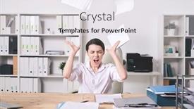  Presentation with paperwork - PPT layouts featuring frustrated-young-female-manager-annoyed background and a white colored foreground