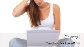  Presentation with notebook - Presentation with frustrated-young-woman-using background and a light gray colored foreground