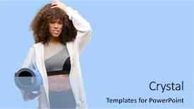  Presentation with elementary school african american female - PPT layouts with frustration - african american fitness woman training background and a light blue colored foreground