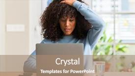 Presentation with shame - Beautiful PPT theme featuring frustration - african american woman using laptop backdrop and a coral colored foreground