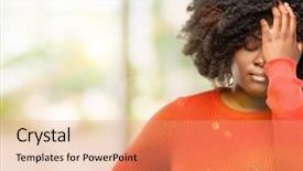  Presentation with african woman - Beautiful slide deck featuring frustration - beautiful african woman stressful keeping backdrop and a coral colored foreground