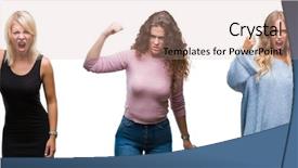  Presentation with collage - Colorful slide deck enhanced with frustration - collage of young beautiful women backdrop and a coral colored foreground