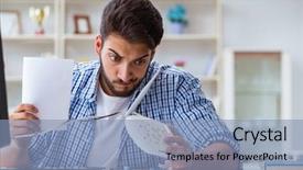  Presentation with frustration - Slides with frustration - frustrated young man due background and a light blue colored foreground