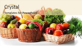  Presentation with fresh fruits and vegetables - PPT theme with frutas - fresh vegetables and fruits isolated background and a  colored foreground