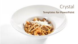  Presentation with pasta restaurant - Amazing PPT layouts having frutti-di-mare-spaghetti backdrop and a cream colored foreground