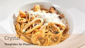  Presentation with pasta restaurant - Audience pleasing slide deck consisting of frutti-di-mare-spaghetti backdrop and a yellow colored foreground