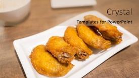 Presentation with chicken - Theme having fry-crispy-chicken-wing-dish background and a coral colored foreground