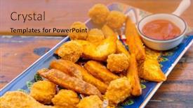  Presentation with wedges - Presentation theme consisting of fry-fish-finger-and-potato background and a  colored foreground