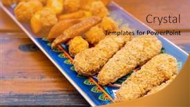  Presentation with wedges - PPT layouts with fry-fish-finger-and-potato background and a gold colored foreground