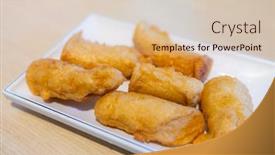  Presentation with roll - Presentation theme featuring fry-fish-roll-dish background and a lemonade colored foreground