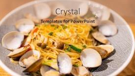  Presentation with clam - Presentation design with fry-pasta-with-clam-basil background and a coral colored foreground