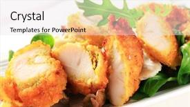  Presentation with lefy greens - Cool new slides with fry s food - breaded chicken breast with salad backdrop and a sky blue colored foreground