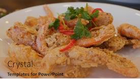  Presentation with shrimp - Amazing slide set having fry-shrimp-with-salted-egg backdrop and a red colored foreground